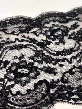 Vintage 60’s Black Chantilly Lace Trim France French Sewing Lingerie 9 yds